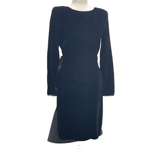 Vintage Victor Costa For Neiman Marcus Velvet Bow Black Dress Size 6